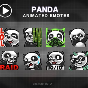 8X ANIMATED Panda twitch emotes - ANIMATED twitch emotes