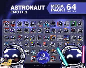 64 + 8x Animated Astronaut emotes - Spaceman emotes super megapack
