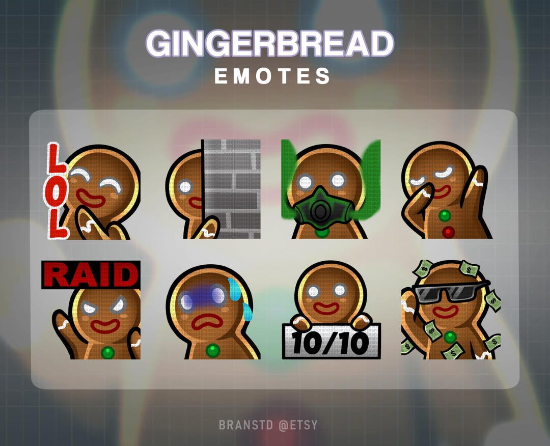 Gingerbread Man Twitch Emotes – Christmas Winter Stream Emotes (digital ...