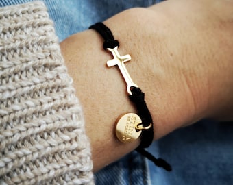 Braccialetto Croce Donne, Braccialetti Fede Per Donne, Braccialetto Cristiano Per Donne, Regalo di Battesimo Adulto