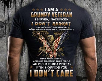 Grumpy Veteran Digital for Men, Gift for Veteran Dad, Proud Veteran PNG, Military Attitude Design, Patriotic Gift