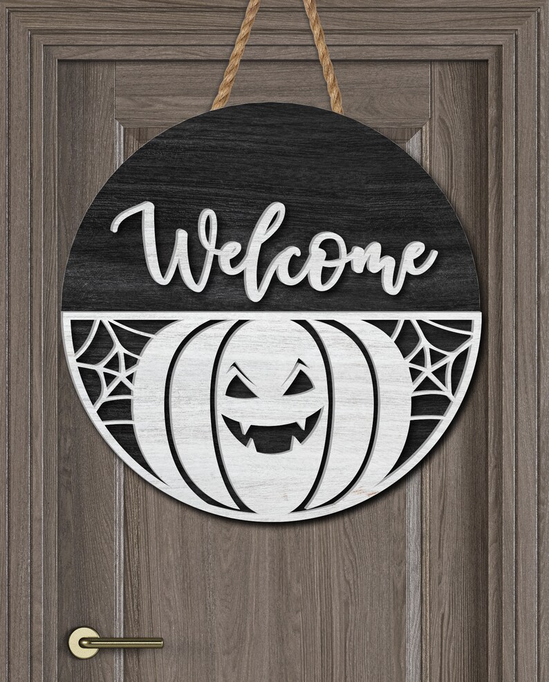 Welcome Halloween Door Hanger Bundle Svg Halloween Sign - Etsy
