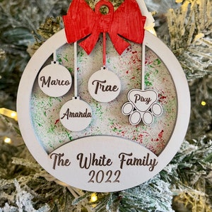 Christmas family and Pet ornaments svg Glowforge cut file Personalized ornament pet ornament svg laser cut files ornament cut file. image 3