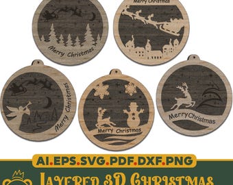 Kerstspeelgoed SVG | Lasergesneden bestand | Sjablonen voor kerstversiering | CNC-patroon van houten speelgoed | Digitale download Glowforge en Cricut