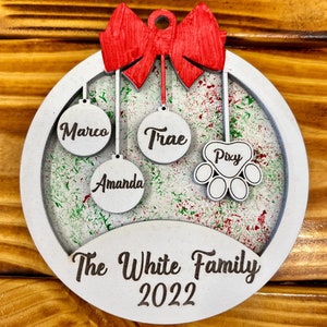 Christmas family and Pet ornaments svg Glowforge cut file Personalized ornament pet ornament svg laser cut files ornament cut file. image 2