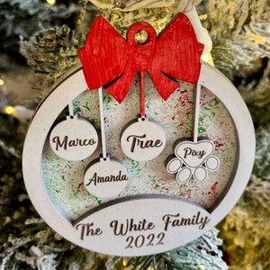 Christmas family and Pet ornaments svg Glowforge cut file Personalized ornament pet ornament svg laser cut files ornament cut file. image 4