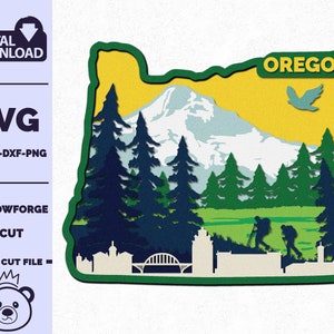 Oregon SVG, 3D Layered Tropical Oregon Sign, laser cut files, Dxf-Ai-Pdf-Png Multi-layer, Glowforge, American states, Commercial License
