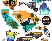 3D Layered USA Bundle SVG, 50 American states Bundle SVG, laser cut files, Dxf-Ai-Pdf-Png Multi-layer, Glowforge, American states svg,
