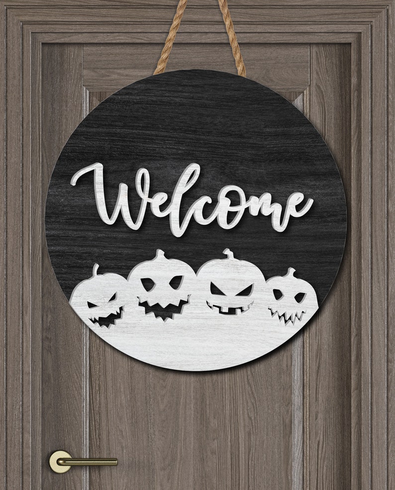 Welcome Halloween Door Hanger Bundle Svg Halloween Sign - Etsy
