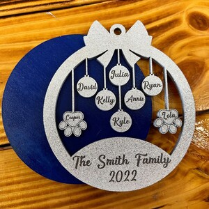 Christmas family and Pet ornaments svg Glowforge cut file Personalized ornament pet ornament svg laser cut files ornament cut file. image 7