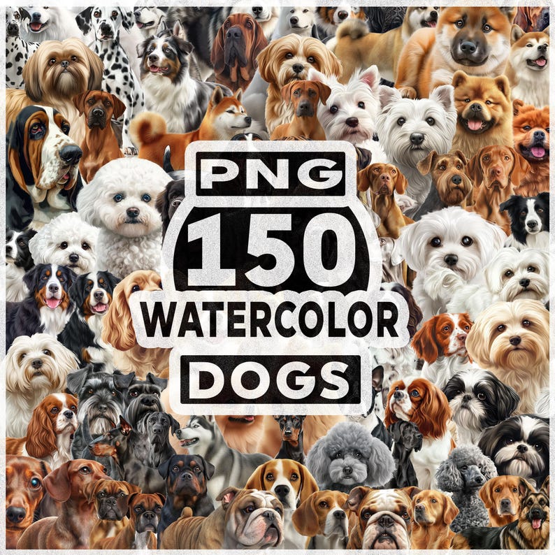 Watercolor Dogs Clipart Bundle | Cute Puppy PNG Set | Hand Painted Dog ...