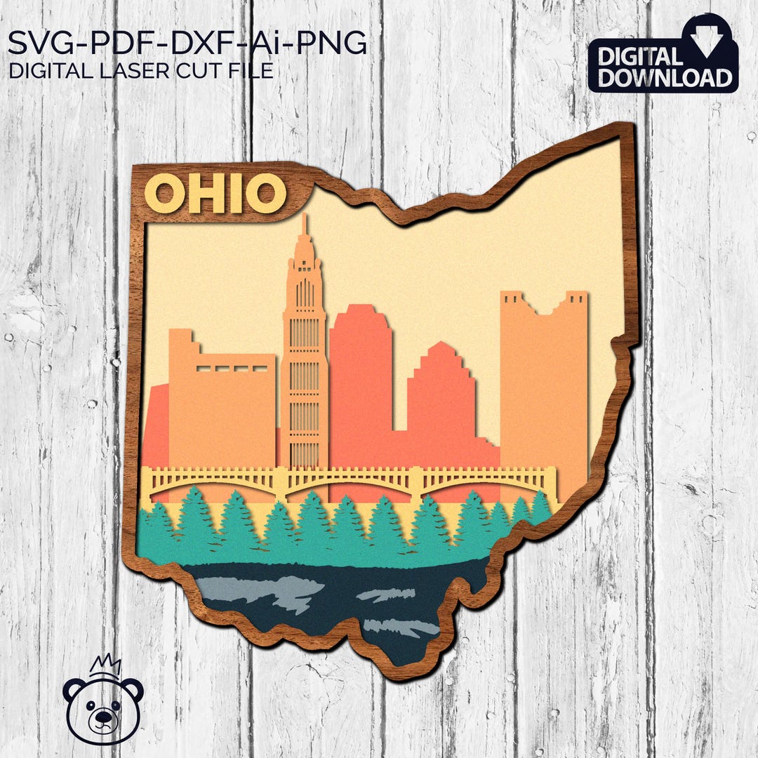 Ohio SVG, 3D Layered Tropical Ohio Sign, Laser Cut Files, Dxf-ai-pdf ...