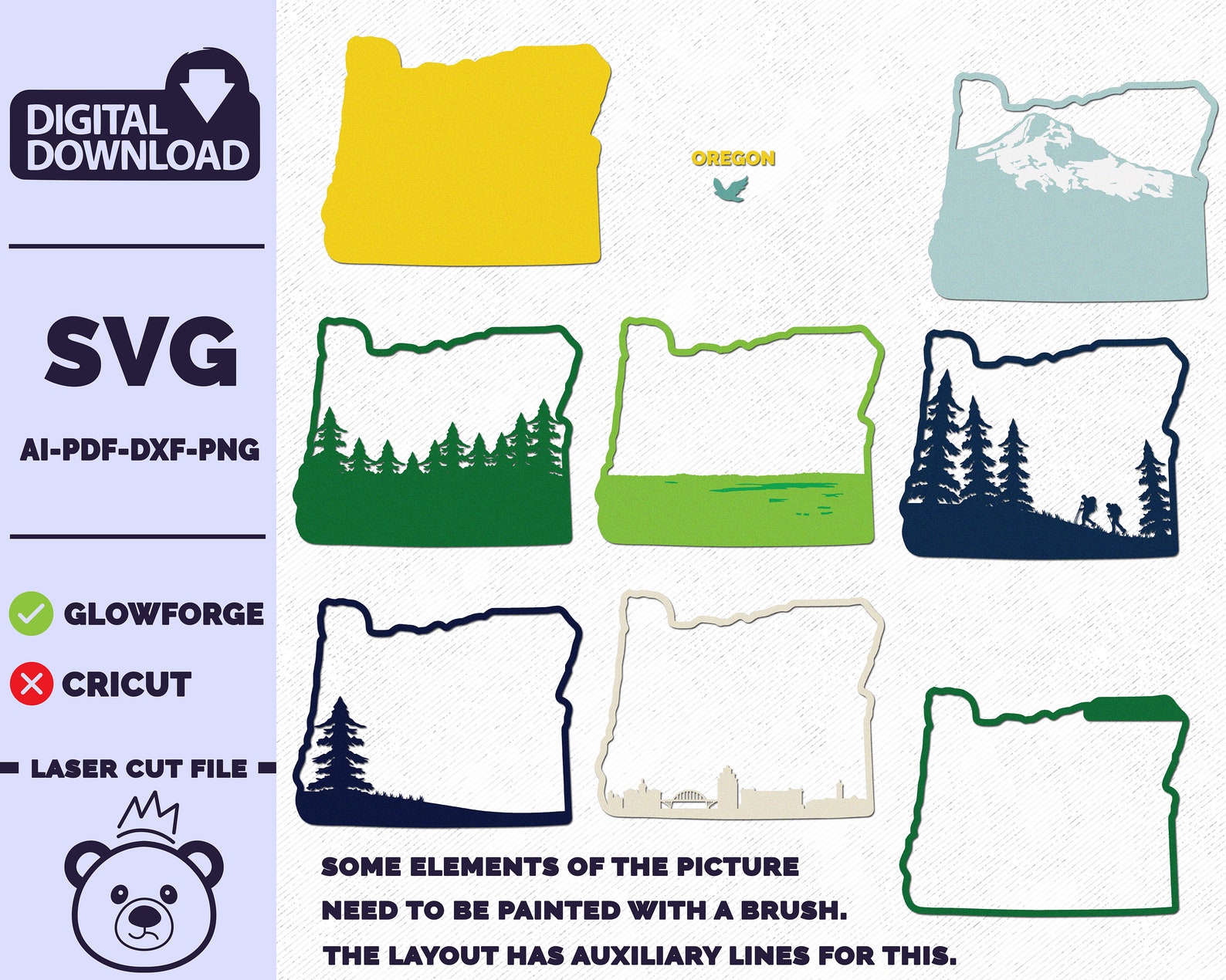 Oregon SVG, 3D Layered Tropical Oregon Sign, Laser Cut Files, Dxf-ai ...