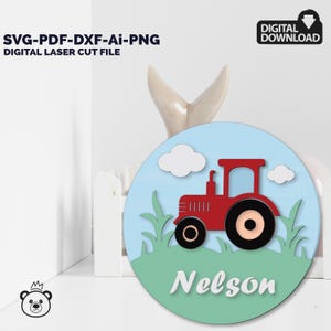 Tractor Baby Name Sign SVG laser cut files for Glowforge, Funny Tractor Sign SVG,  Baby Sign cut file, Baby Sign Svg, glowforge files.