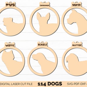 Dog breed svg, Dog Ornament Bundle Svg, Dog Christmas Ornament SVG, Glowforge cut file, Personalized ornament, set of 114 ornaments,