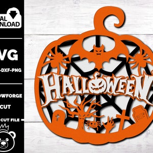 Halloween Pumpkin svg for Glowforge laser cut - Halloween Glowforge SVG - cricut projects - SVG- DXF - Ai -Halloween Laser Files.