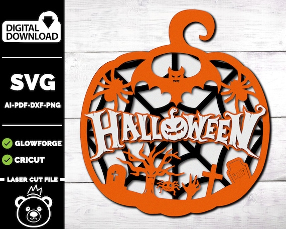 Halloween Pumpkin svg for Glowforge laser cut - Halloween Glowforge SVG - cricut projects - SVG- DXF - Ai -Halloween Laser Files.
