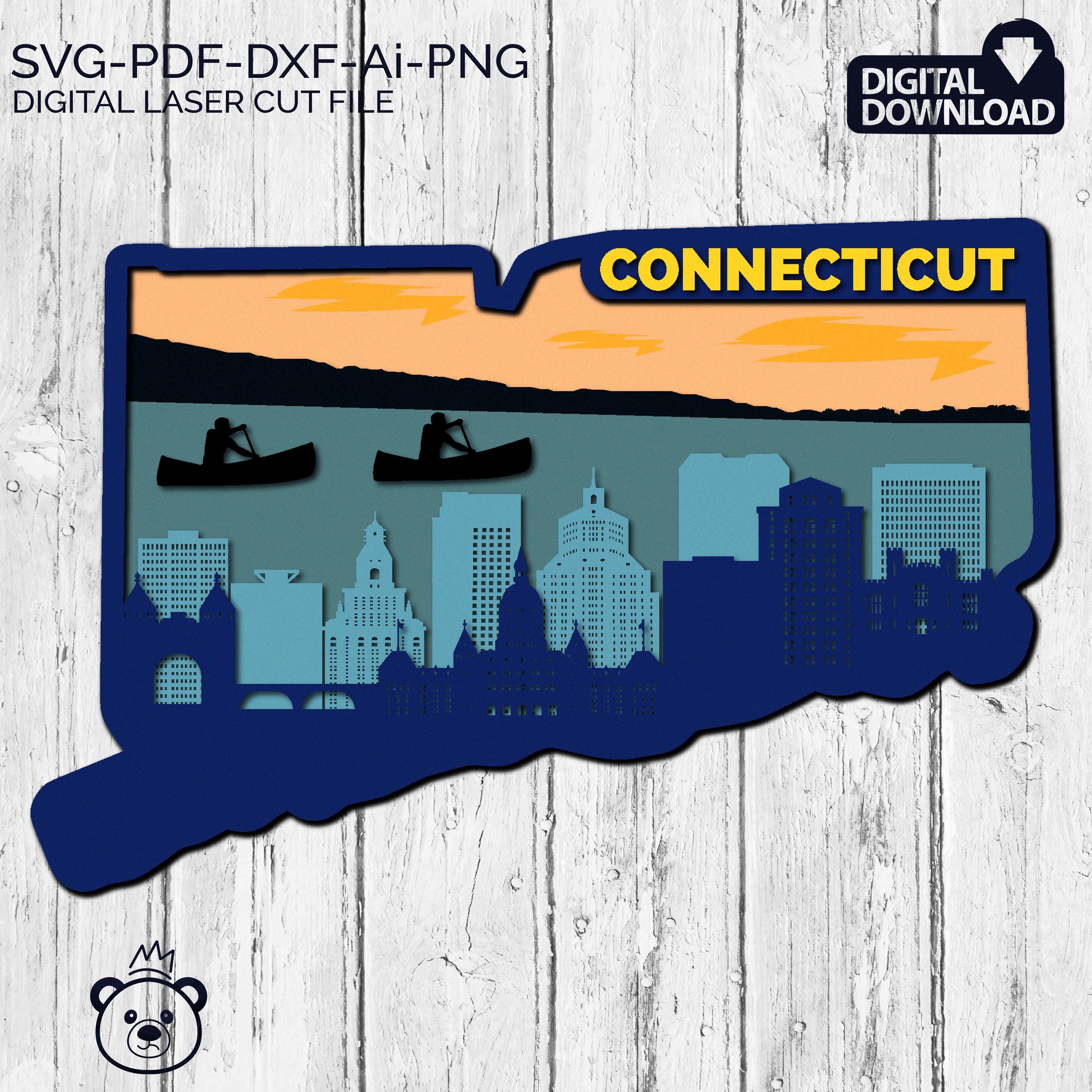 Connecticut SVG, 3D Layered Tropical Connecticut Sign, Laser Cut Files ...