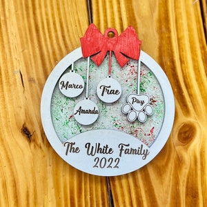 Christmas family and Pet ornaments svg Glowforge cut file Personalized ornament pet ornament svg laser cut files ornament cut file. image 6