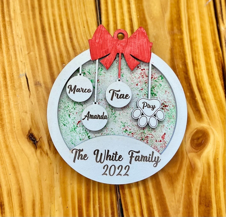 Christmas family and Pet ornaments svg Glowforge cut file Personalized ornament pet ornament svg laser cut files ornament cut file. image 6