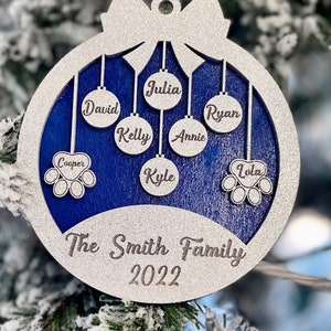 Christmas family and Pet ornaments svg Glowforge cut file Personalized ornament pet ornament svg laser cut files ornament cut file. image 8