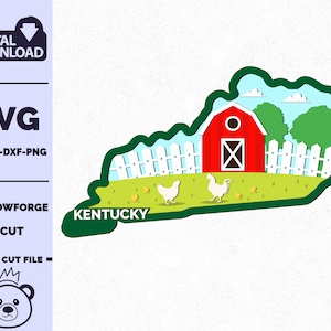 Kentucky SVG, 3D Layered Tropical Kentucky Sign, laser cut files, Dxf-Ai-Pdf-Png Multi-layer, Glowforge, American states, Commercial License