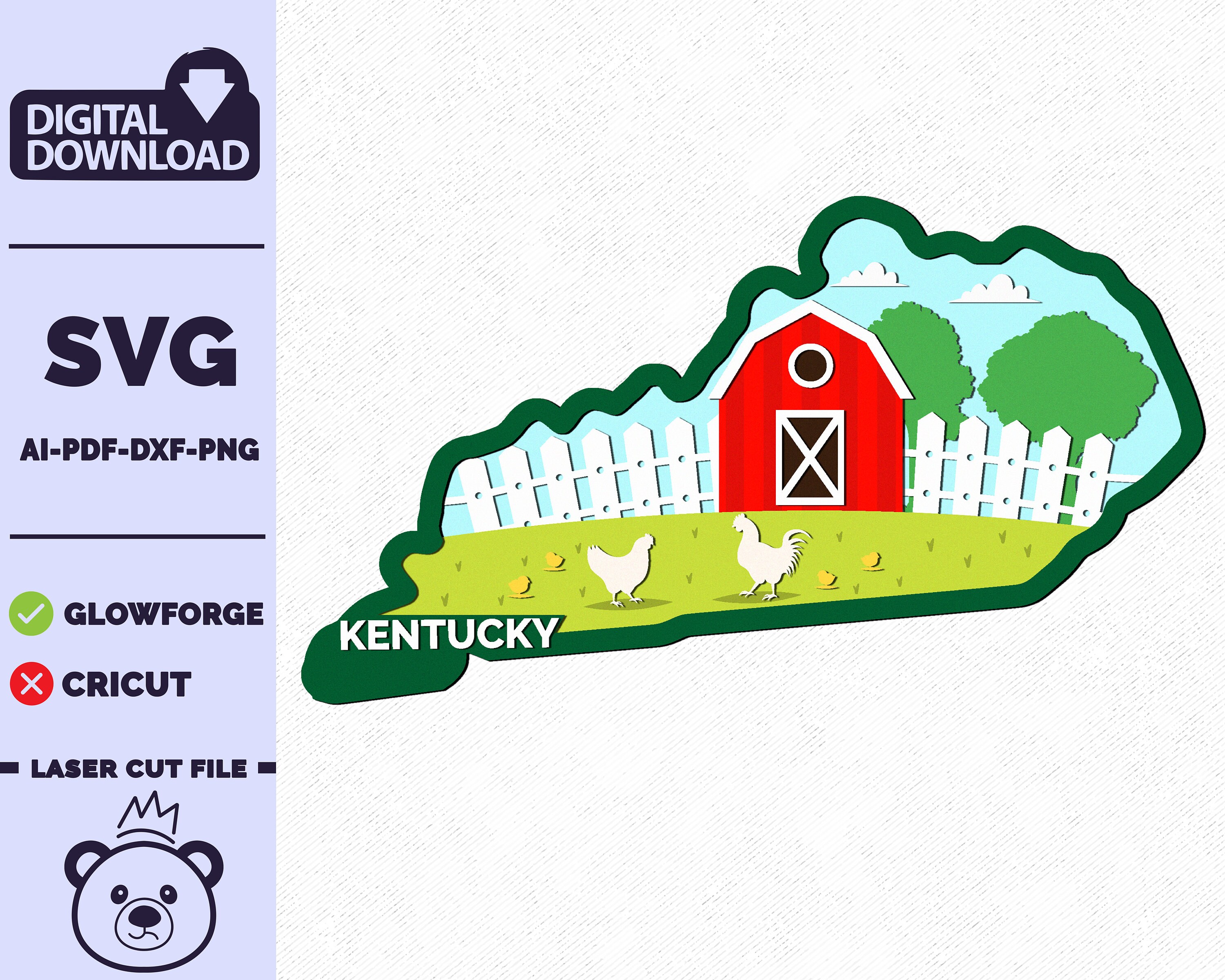 Kentucky SVG 3D Layered Tropical Kentucky Sign Laser Cut - Etsy