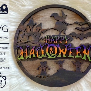 Happy Halloween sign svg for laser cutting - Halloween Sign SVG - laser cut files, SVG- DXF - Ai, Halloween Laser Files, Happy Halloween svg