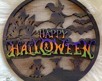 Happy Halloween sign svg for laser cutting - Halloween Sign SVG - laser cut files, SVG- DXF - Ai, Halloween Laser Files, Happy Halloween svg