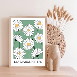 Illustration &quot;Les Marguerites&quot; / A3 Poster / Art Poster / Poster / Wall Decoration / Print / Flowers / Botanical