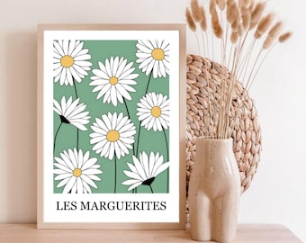 Illustration "Les Marguerites" / Affiche A3 / Affiche Art / Poster / Décoration murale / Impression / Fleurs / Botanique