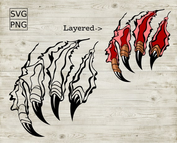 Download Claws Ripping Flesh Clipart Svg Design For Print And Cut Etsy