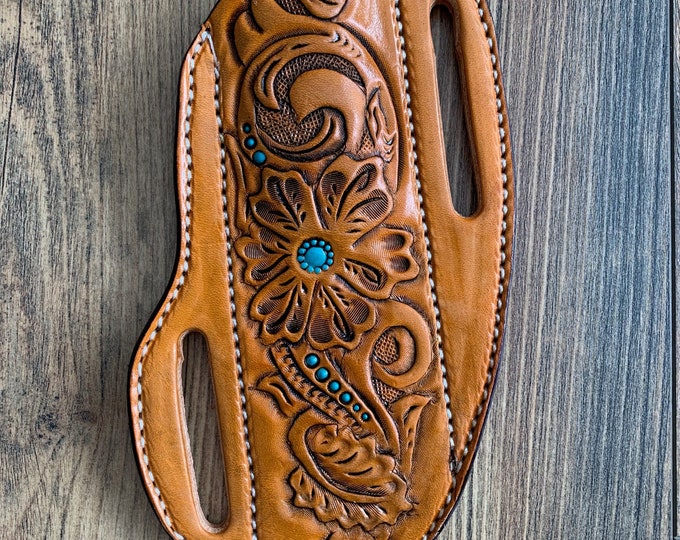 Extreme Slanted Pancake Knife Sheath / Fixed Blade Knife Sheath / Leather Knife Holder/ Hand