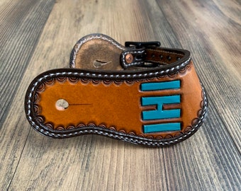 Hand Tooled Western Leather Spur Straps / Youth Size Spur Straps Tack / Personal Brand Design /Rodeo Spur Straps / Trail Horse