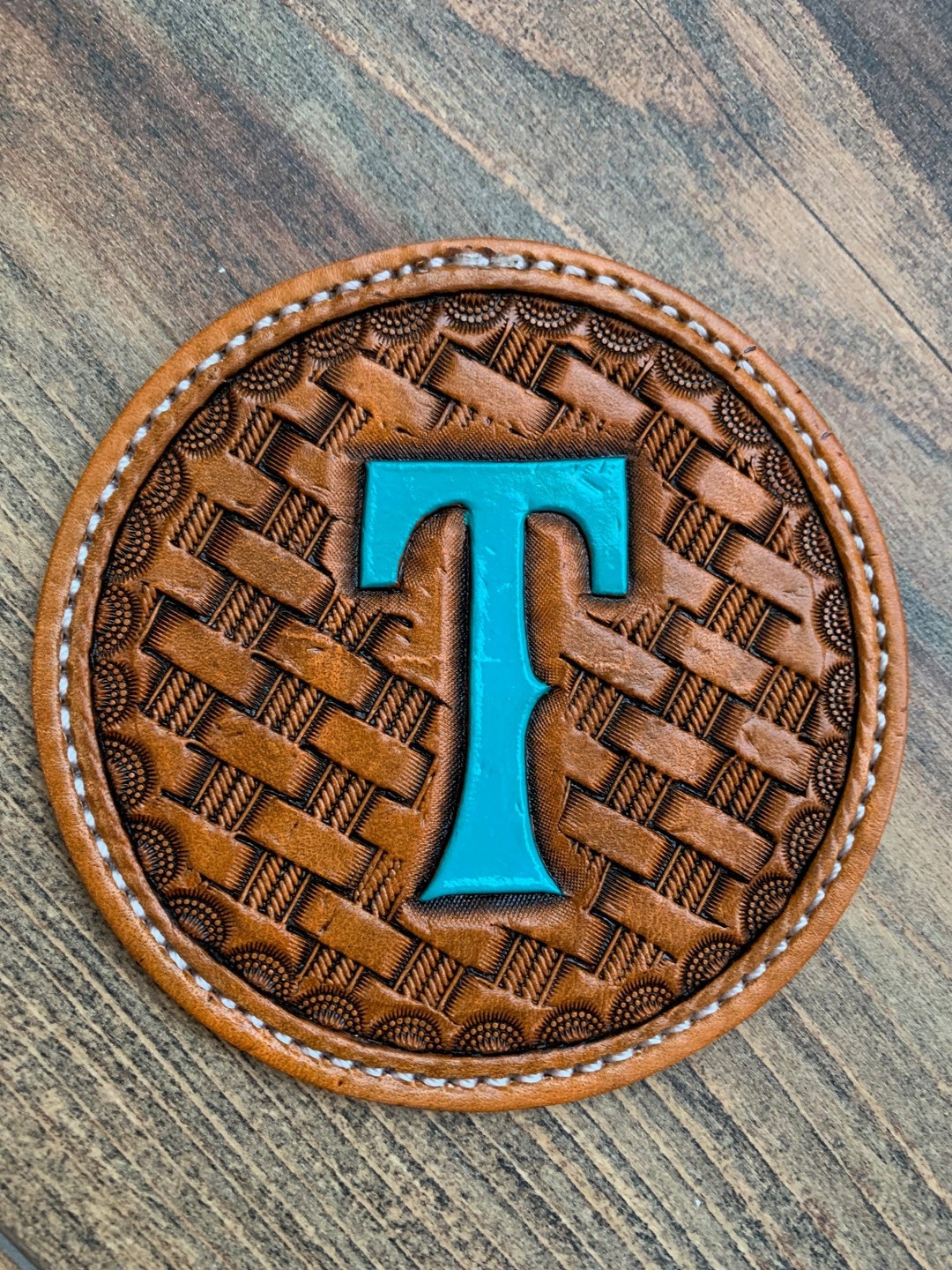 Custom Leather Coasters With Brand or Initials / Custom Leather