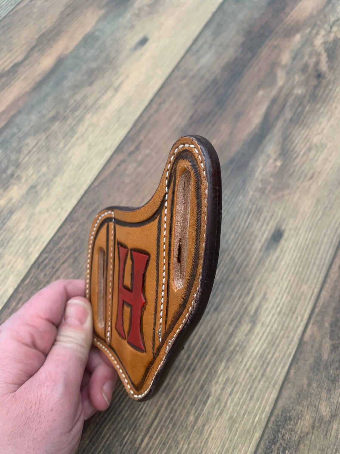 Slanted Pancake Style Pocket Knife Sheath / Hand Tooled Etsy