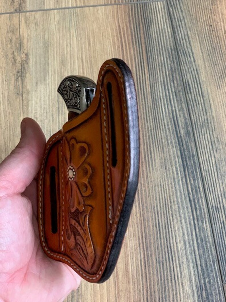 Slanted Pancake Style Pocket Knife Sheath / Hand Made Trapper Etsy