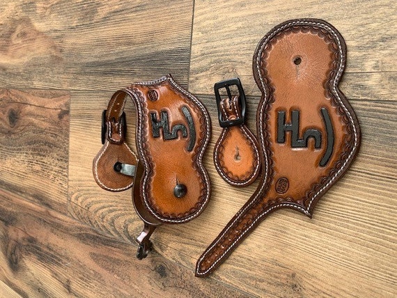 Hand Tooled Western Leather Spur Straps / Adult Size Spur Straps Tack /  Personal Brand Design /rodeo Spur Straps / Trail Horse 