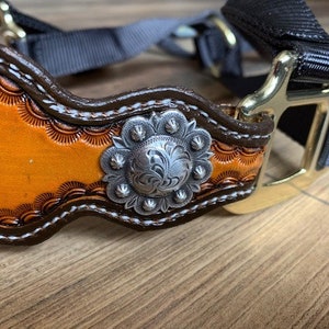 Hand Tooled Leather Horse Noseband/ Western Brand Halter / Personal Brand Design/ Rodeo / Trail Horse image 8