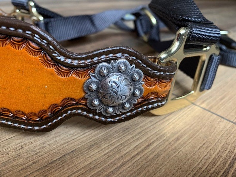 Hand Tooled Leather Horse Noseband/ Western Brand Halter / Personal Brand Design/ Rodeo / Trail Horse image 8