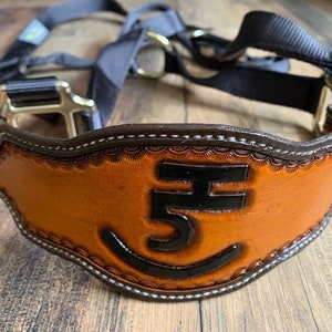 Hand Tooled Leather Horse Noseband/ Western Brand Halter / Personal Brand Design/ Rodeo / Trail Horse image 6