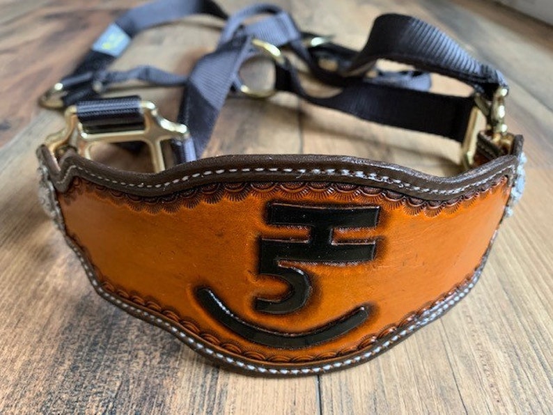 Hand Tooled Leather Horse Noseband/ Western Brand Halter / Personal Brand Design/ Rodeo / Trail Horse image 6