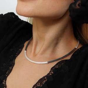 Oxidized Silver Chain, Wheat Chain Necklace, Byzantine Sterling Silver Chain Necklace, Byzantine Bicolor Layered Chain, Ethnic Jewelry