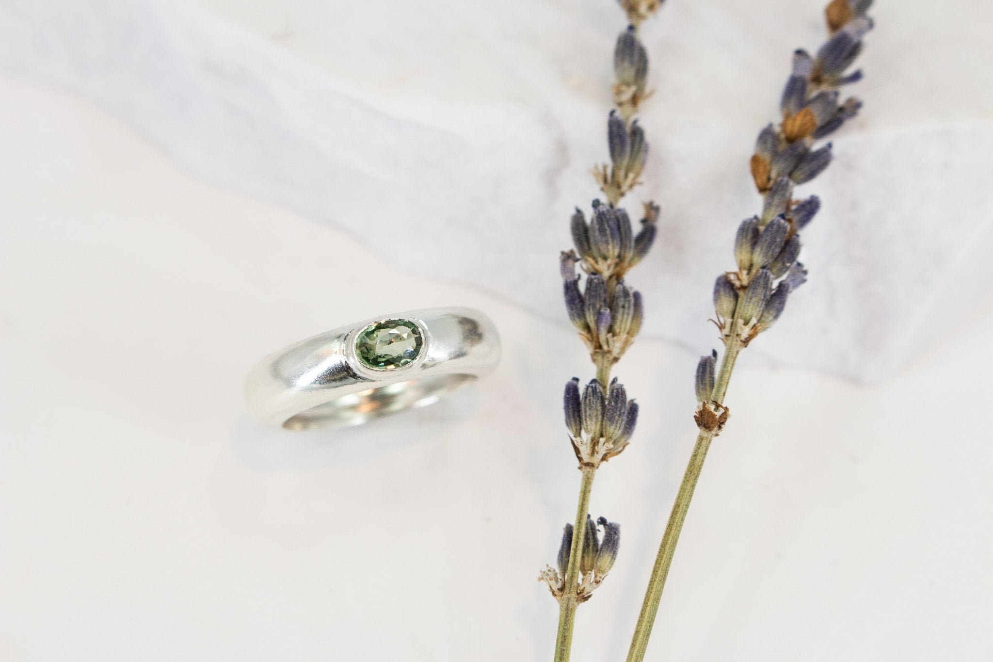 Green Sapphire RingDainty Stackable RingOval Gemstone Etsy