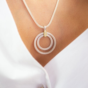 Double Circle Necklace, Diamond Round Necklace, Interlocking Circle Necklace, Unity Necklace, Open Circle Pendant Necklace, Anniversary Gift