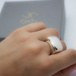 Square Dome Silver Ring, Geometric Chunky Ring, Unisex Statement Ring, Rectangle Signet Band Ring, Polished Silver Ring Gift For Her