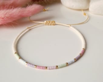 Armband aus Miyuki Delica Glasperlen in schönen Pastellfarben, kleine Geschenke für Frauen Freundin, Geburtstagsgeschenk