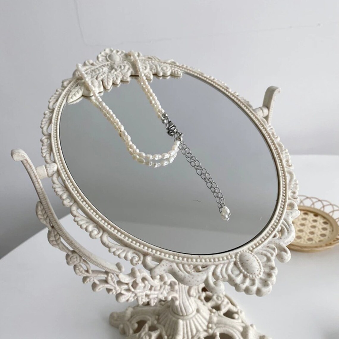 Cutelife Nordic Silver Plastic Vintage Decorative Mirror Small Etsy