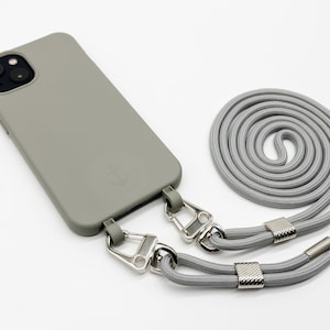 Étui pour téléphone portable TAUPEGRAU avec mousqueton chaîne pour téléphone portable GRIS (chaîne pour téléphone portable amovible)