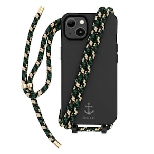 Étui de téléphone portable NOIR avec chaîne de téléphone portable CAMOUFLAGE amovible